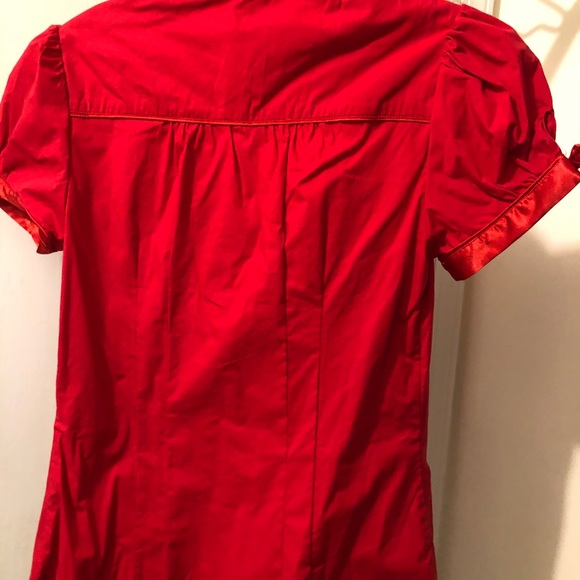 Papaya Red Short Sleeve button up Blouse Small - Picture 2 of 2